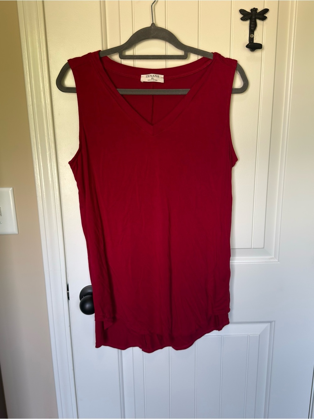 Zenana Outfitters V-Neck Sleeveless Tank Top in Deep Red